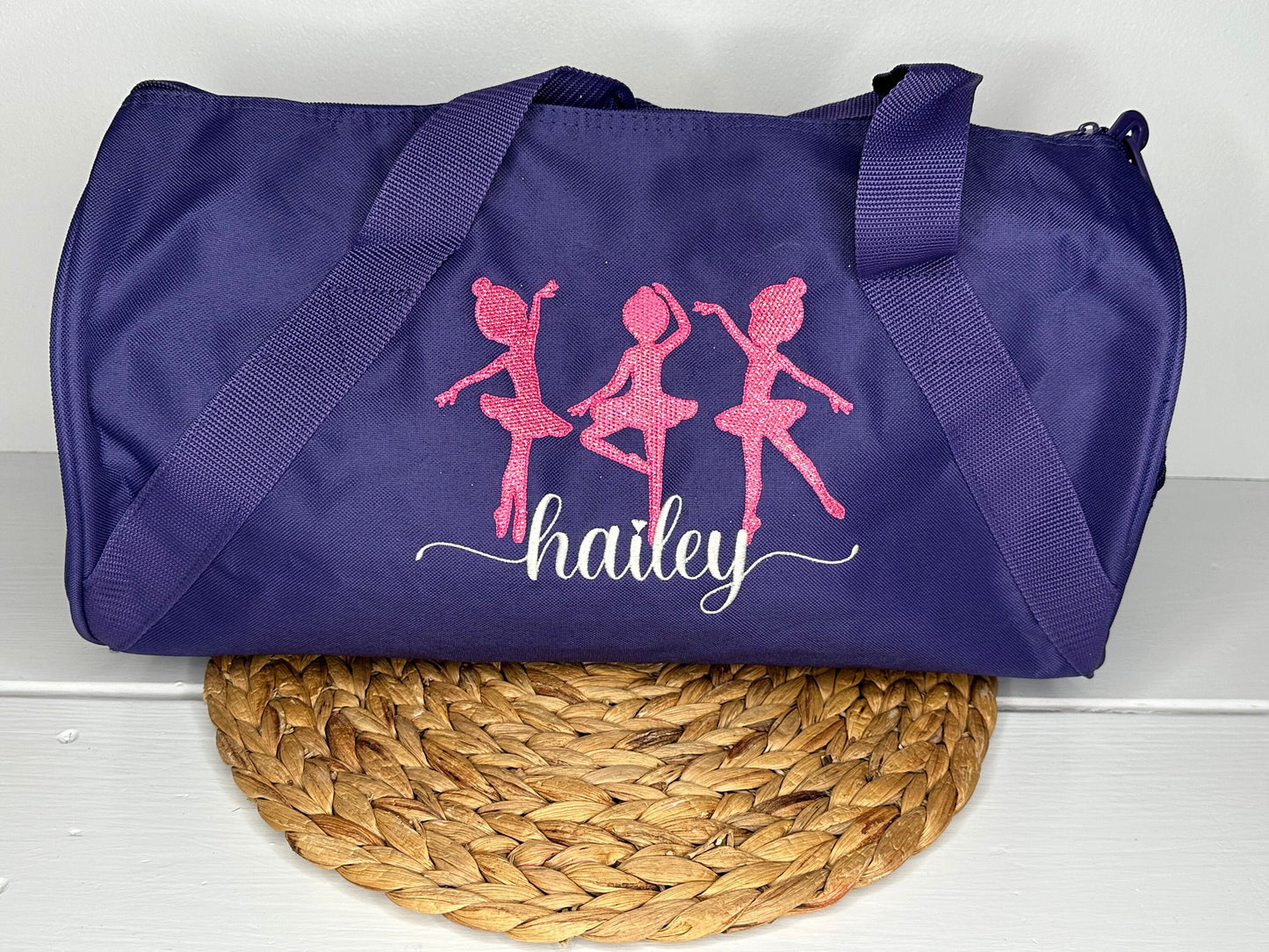 Personalized Ballerina Duffel Bag • Dance Practice Bag • Ballet DancerGift for Girls • Embroidered with Name • Overnight Weekend Duffel
