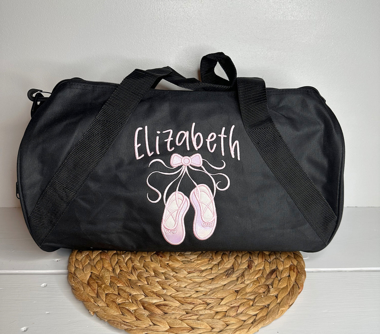 Personalized Ballerina Duffel Bag • Dance Practice Bag • Ballet Dancer Gift for Girls • Embroidered with Name • Overnight Weekend Duffel