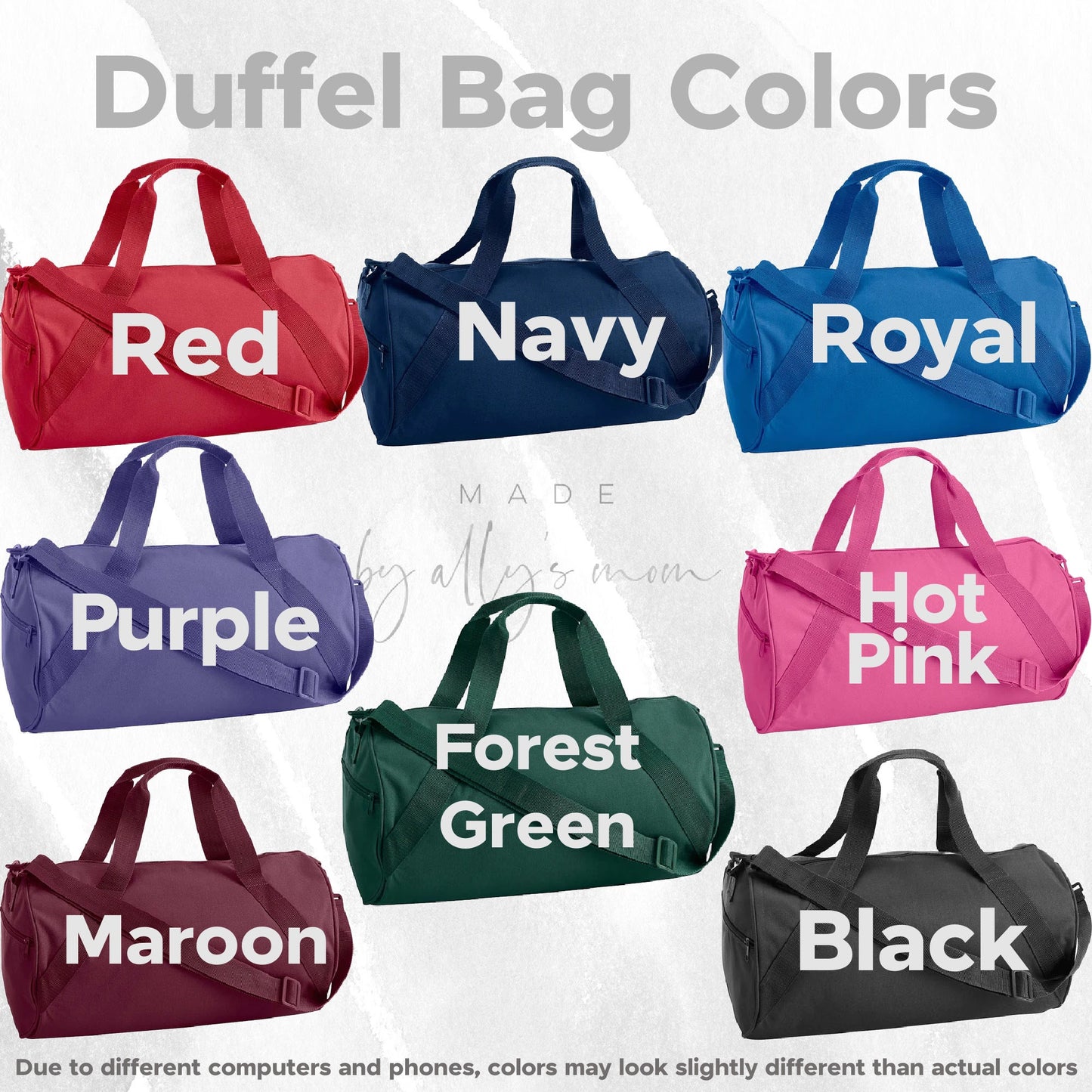 Personalized Cheer Duffel Bag with Silver Holographic Appliqué • Overnight Sleepover Bag • Cheerleader Duffel • Custom Cheer Carryall Gift