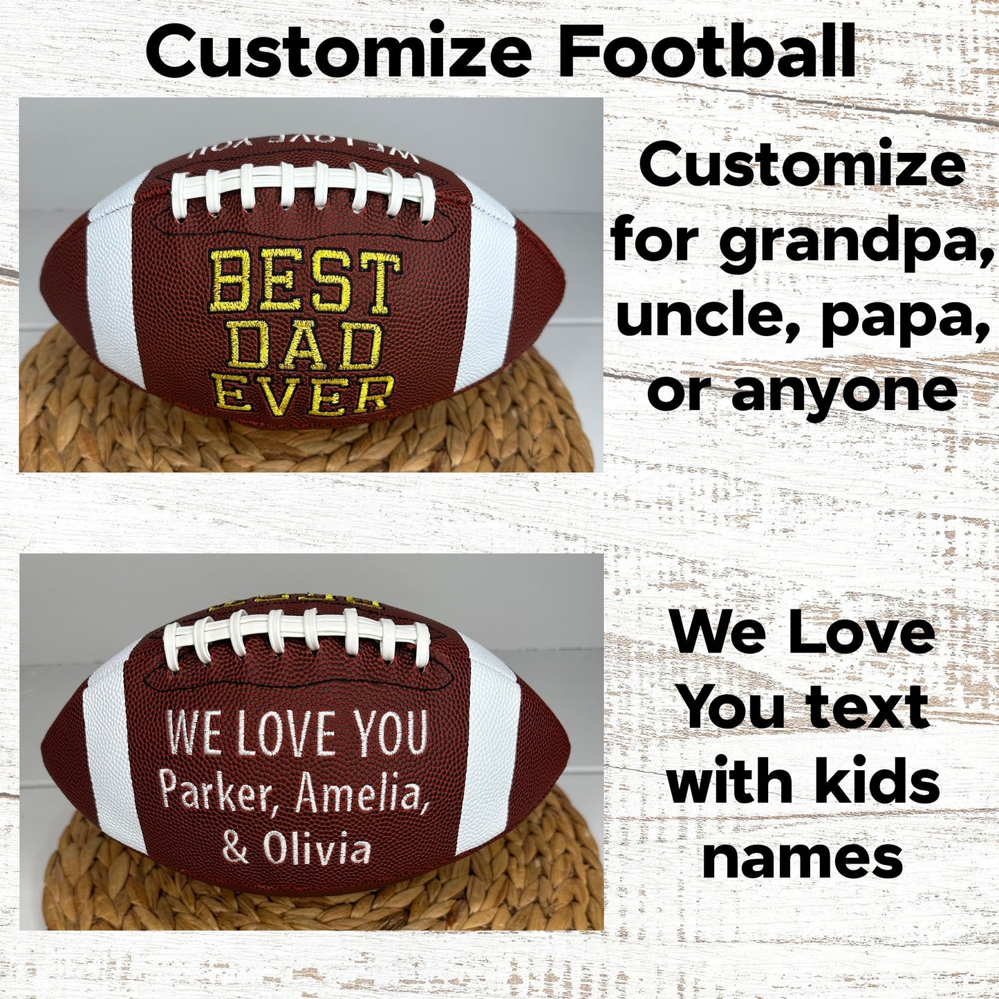 Personalized Football Gift for Dad • Embroidered Football • Keepsake Ball • Customized Football • Best Dad Gift