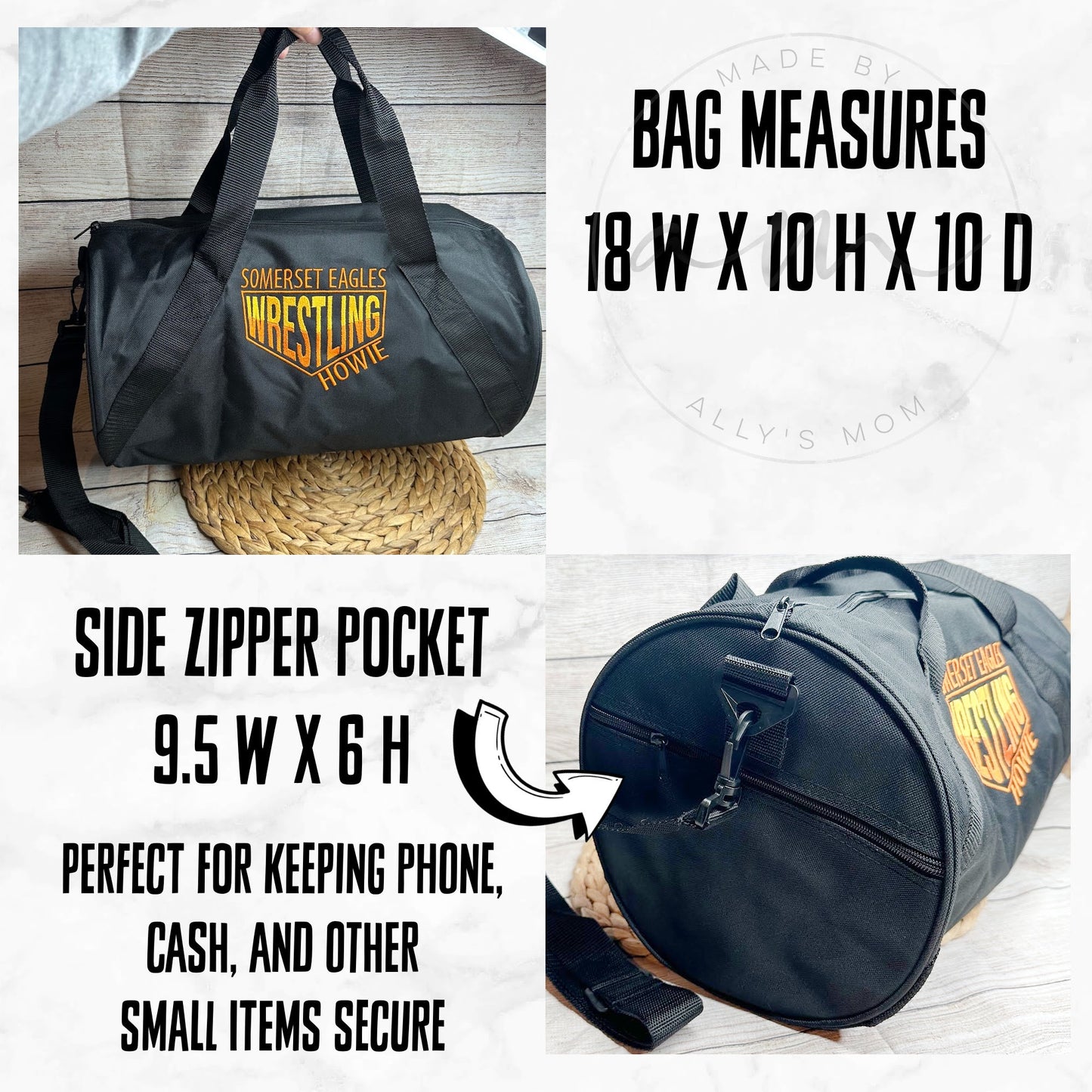 Personalized Wrestling Duffel Bag for Kids.• Embroidered Wrestler Gym Bag • Sport Duffel Bag • Sports Fan Gift • Overnight Weekender Bag