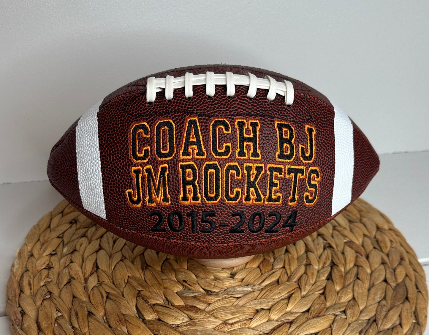 Personalized Coach Gift • Embroidered Football • Keepsake Ball • Souvenir • Custom Football • Best Coach Gift • Sports Fan • Retired Coach