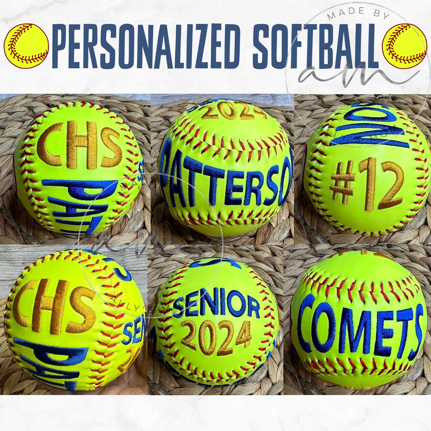 Softball Player Gift: Custom Embroidered Ball as End of Season Keepsake • Softball Player • Senior Night • Personalized Graduation Gift