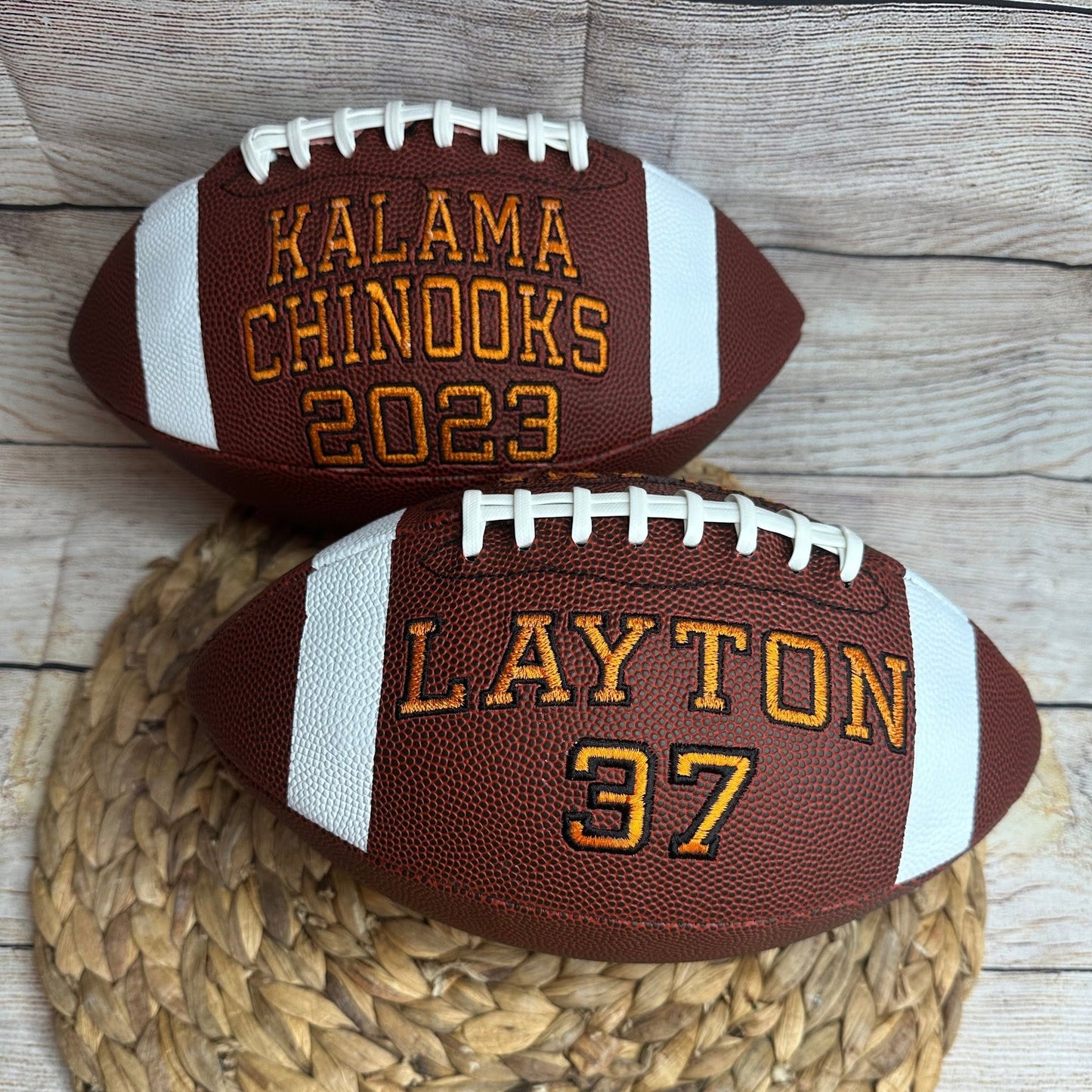 Personalized Embroidered Football • Keepsake Ball • Souvenir • Graduation • Custom Football • Senior Night Gift • End of Season • Sports Fan