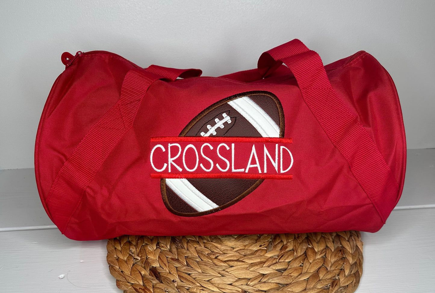 Personalized Football Duffle Bag.• Athletic Sport Duffel • Embroidered Overnight Bag • Birthday Gift for Kids • Football Practice Bag