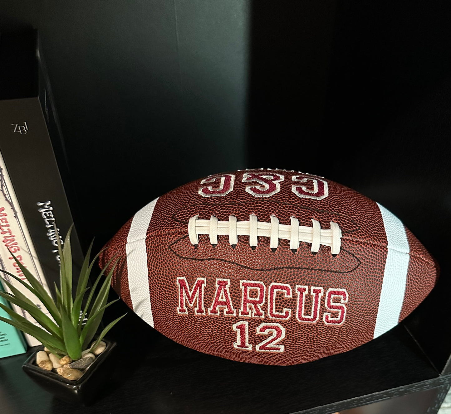 Personalized Embroidered Football • Keepsake Ball • Souvenir • Graduation • Custom Football • Senior Night Gift • End of Season • Sports Fan