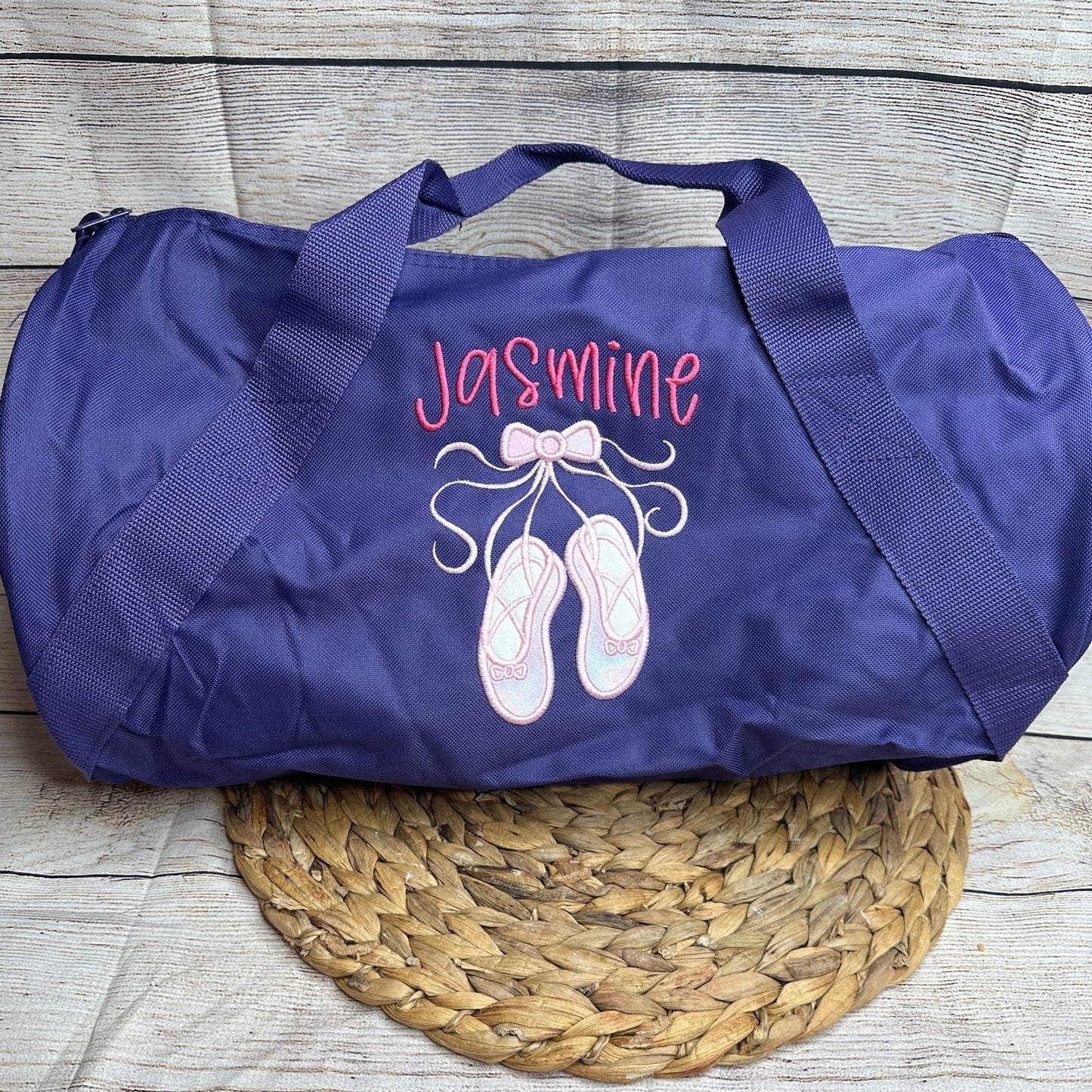 Personalized Ballerina Duffel Bag • Dance Practice Bag • Ballet Dancer Gift for Girls • Embroidered with Name • Overnight Weekend Duffel