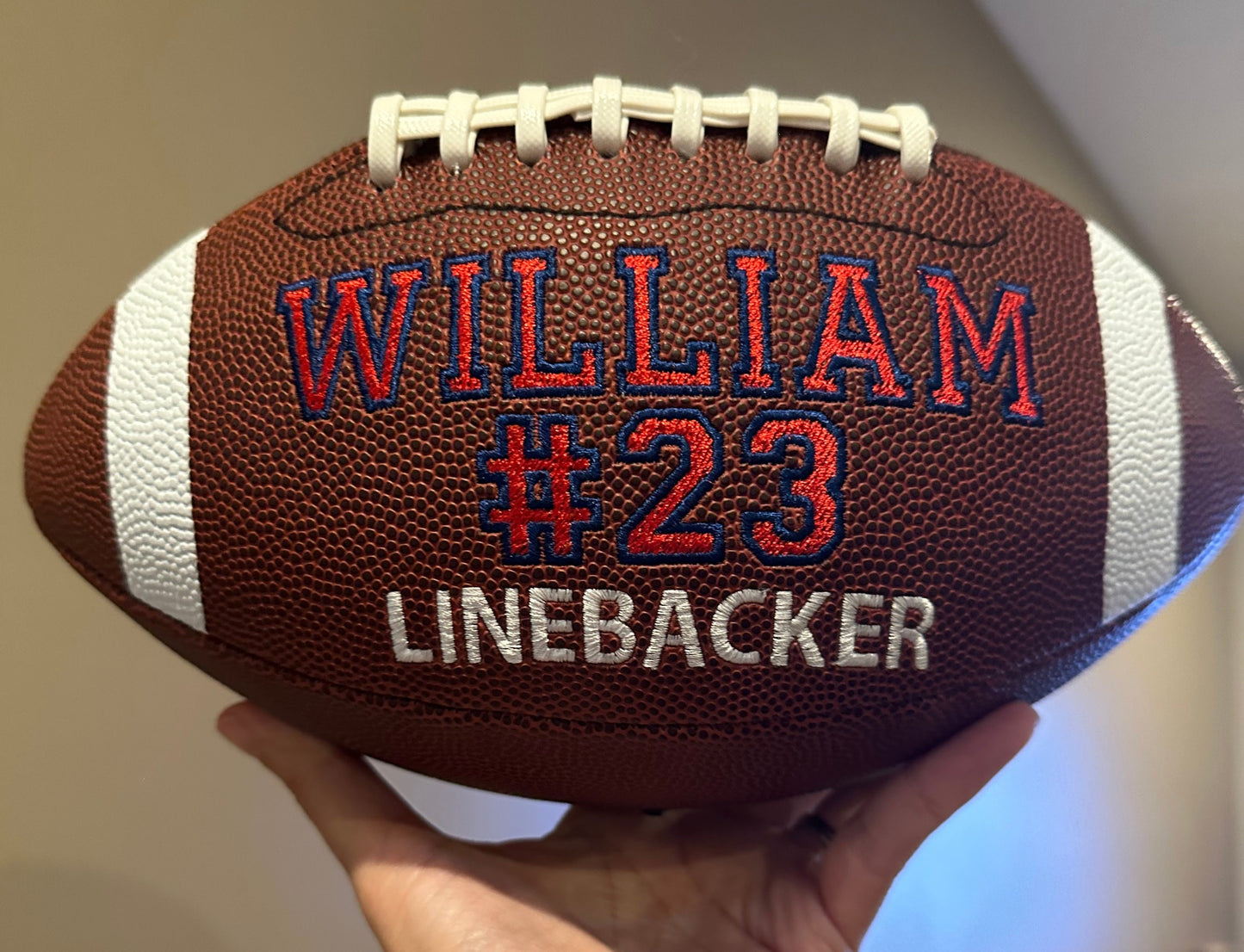Personalized Embroidered Football • Keepsake Ball • Souvenir • Graduation • Custom Football • Senior Night Gift • End of Season • Sports Fan