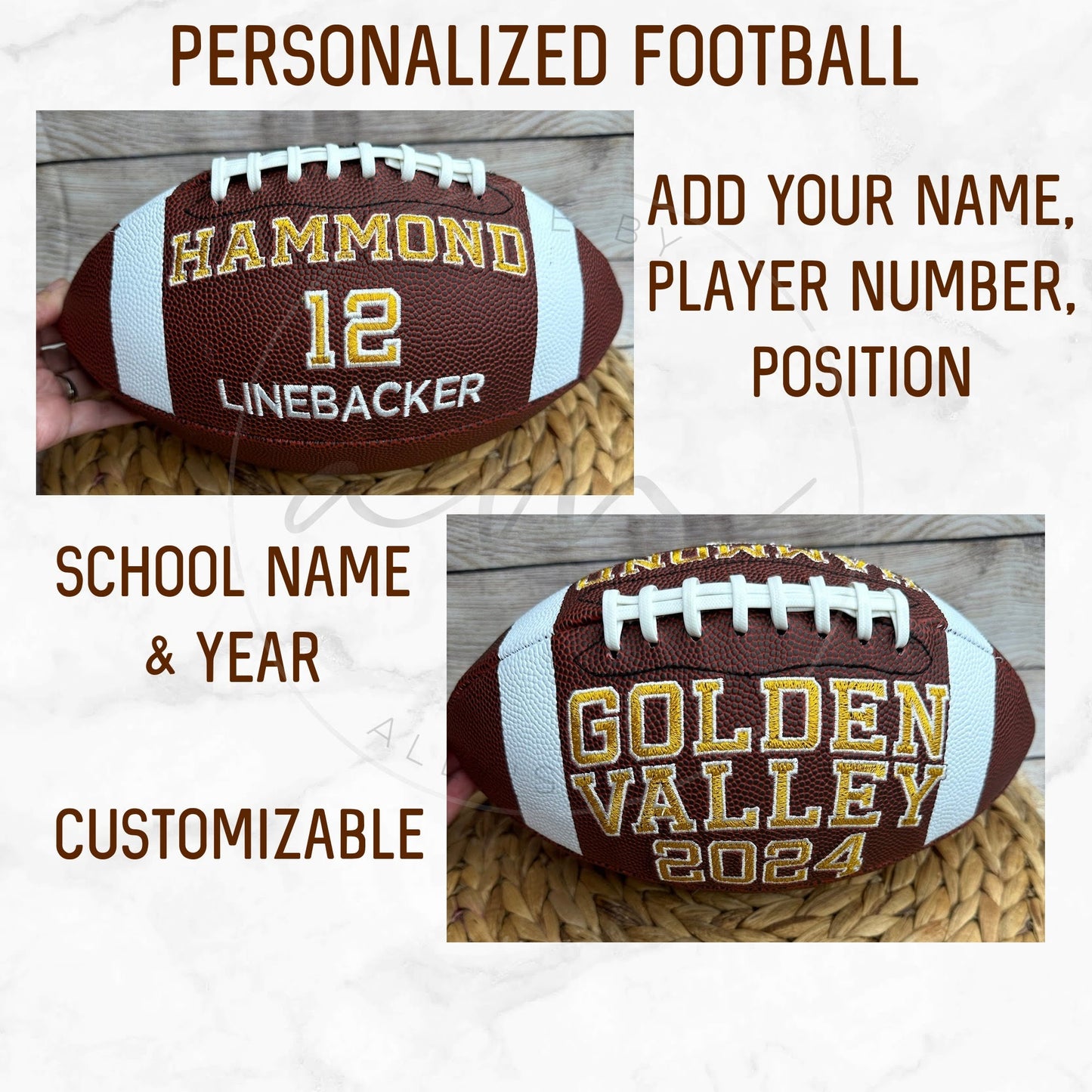 Personalized Embroidered Football • Keepsake Ball • Souvenir • Graduation • Custom Football • Senior Night Gift • End of Season • Sports Fan