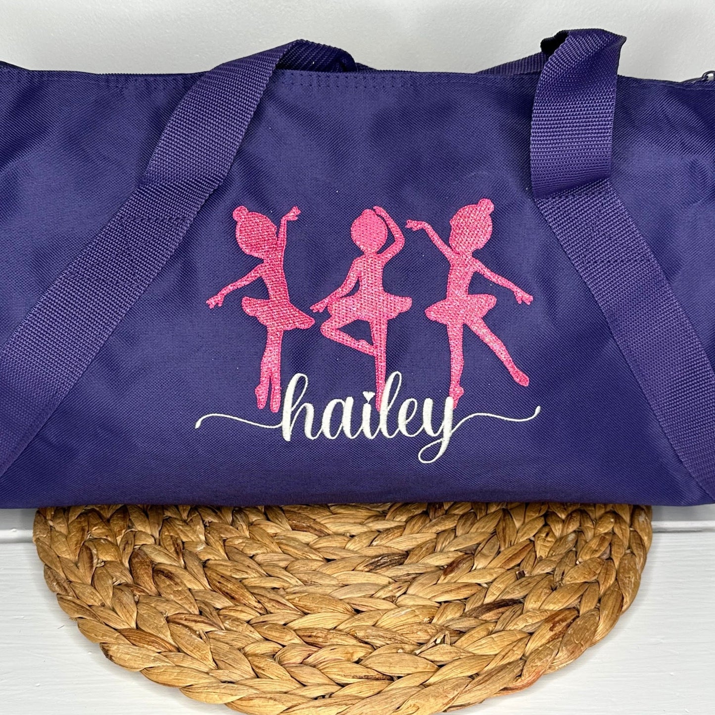 Personalized Ballerina Duffel Bag • Dance Practice Bag • Ballet DancerGift for Girls • Embroidered with Name • Overnight Weekend Duffel