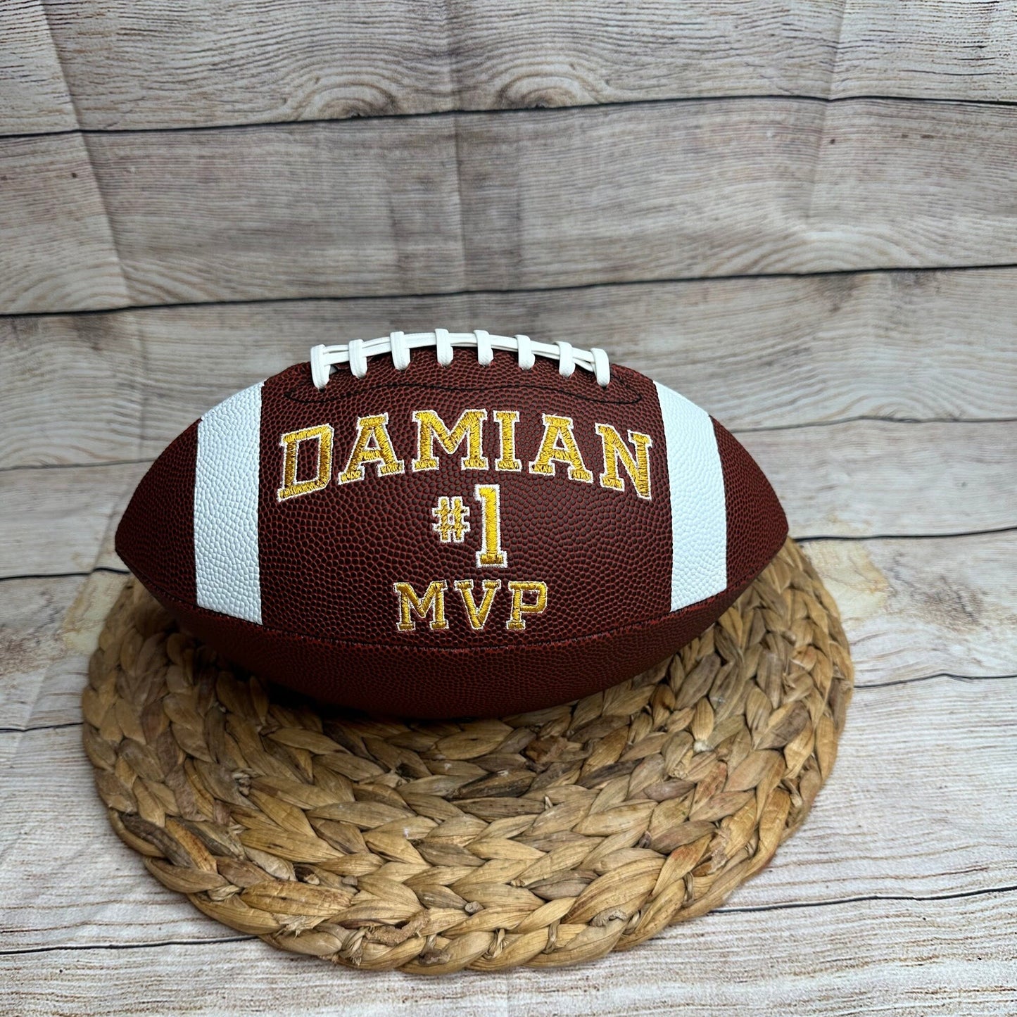 Personalized Embroidered Football • Keepsake Ball • Souvenir • Graduation • Custom Football • Senior Night Gift • End of Season • Sports Fan