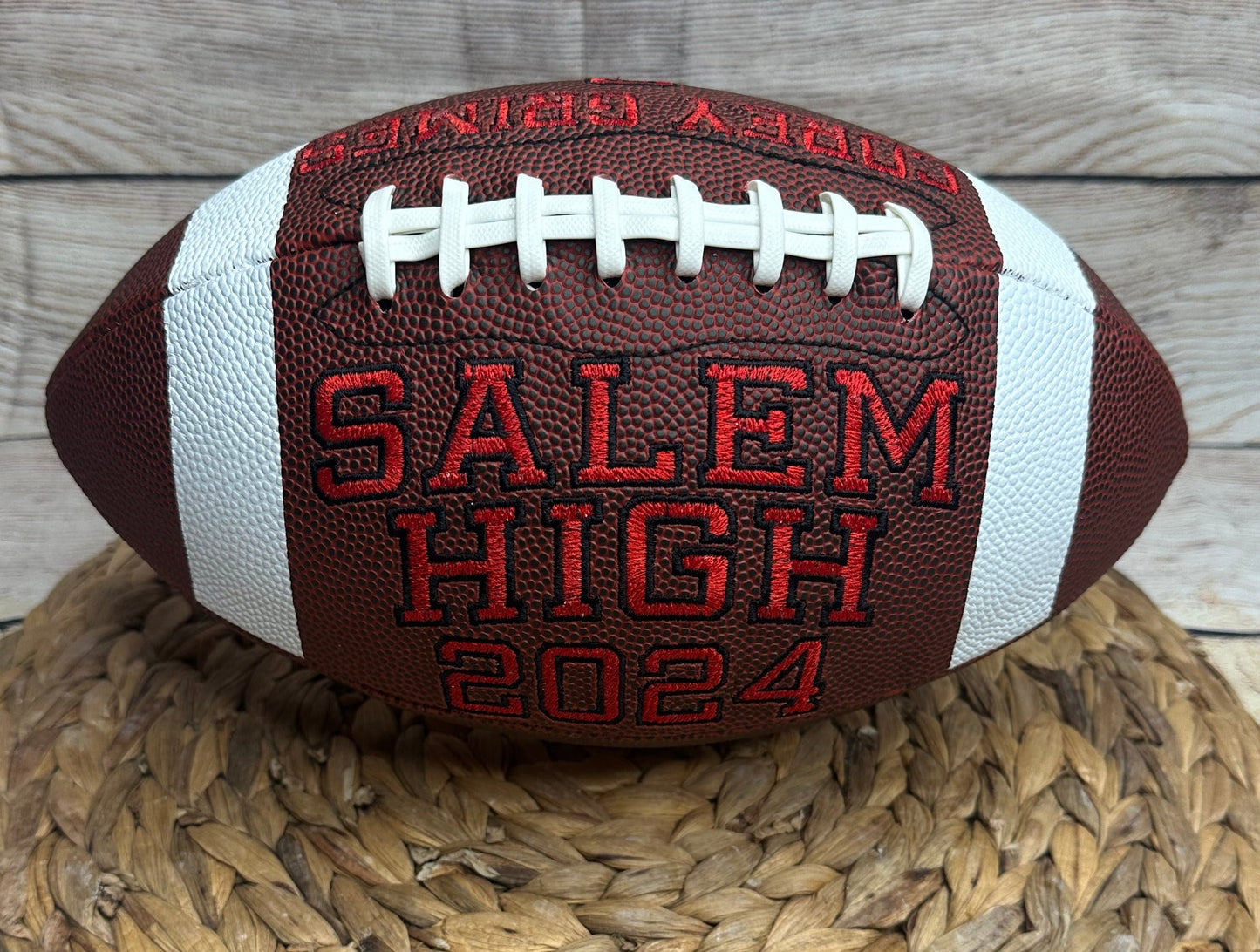 Personalized Embroidered Football • Keepsake Ball • Souvenir • Graduation • Custom Football • Senior Night Gift • End of Season • Sports Fan