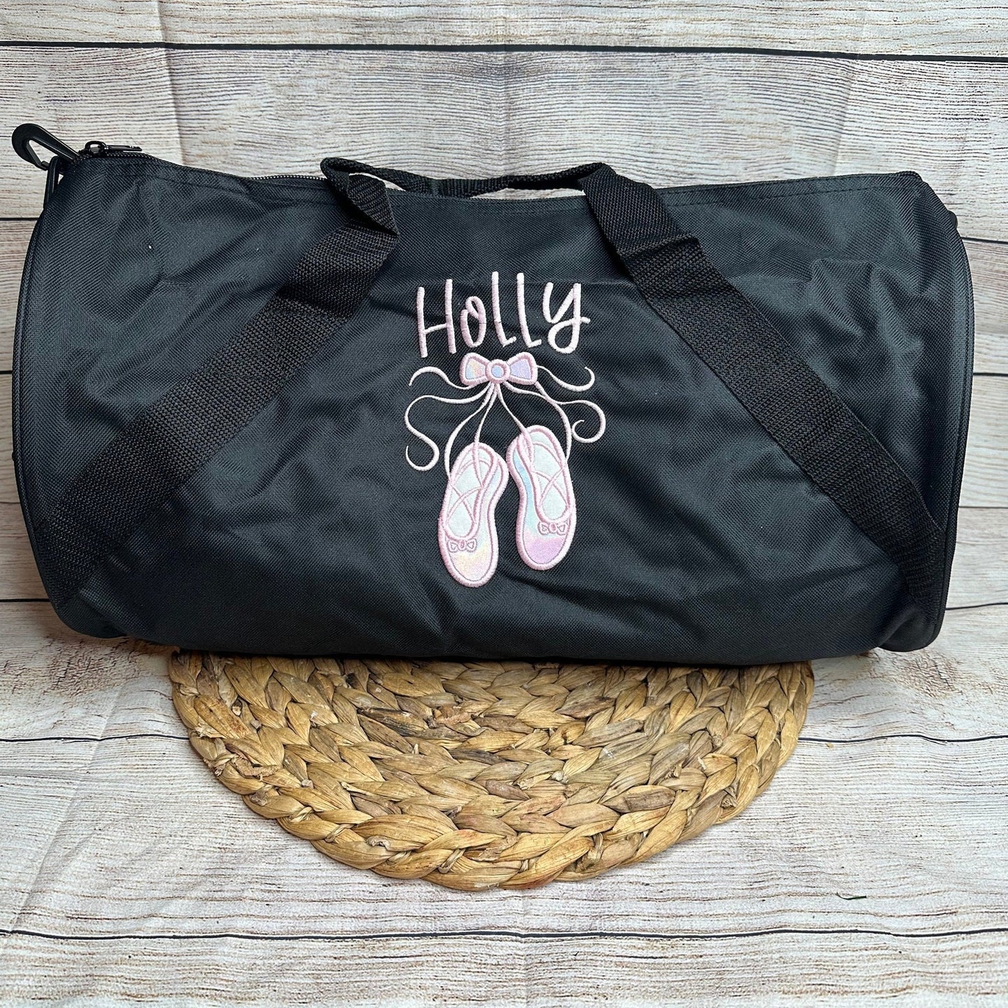 Personalized Ballerina Duffel Bag • Dance Practice Bag • Ballet Dancer Gift for Girls • Embroidered with Name • Overnight Weekend Duffel