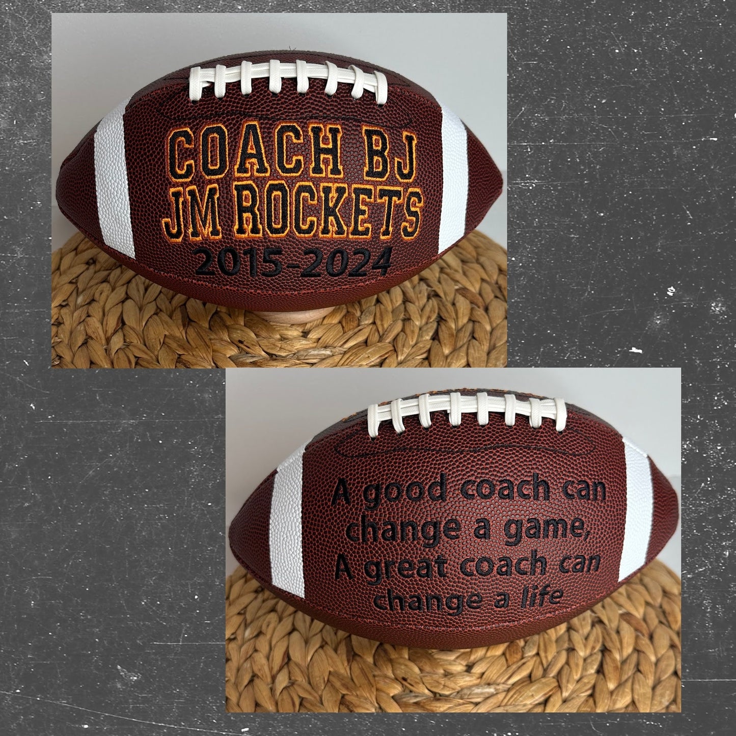 Personalized Coach Gift • Embroidered Football • Keepsake Ball • Souvenir • Custom Football • Best Coach Gift • Sports Fan • Retired Coach