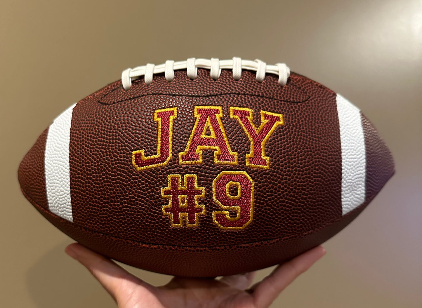 Personalized Embroidered Football • Keepsake Ball • Souvenir • Graduation • Custom Football • Senior Night Gift • End of Season • Sports Fan