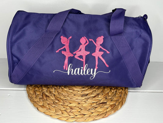 Personalized Ballerina Duffel Bag • Dance Practice Bag • Ballet DancerGift for Girls • Embroidered with Name • Overnight Weekend Duffel
