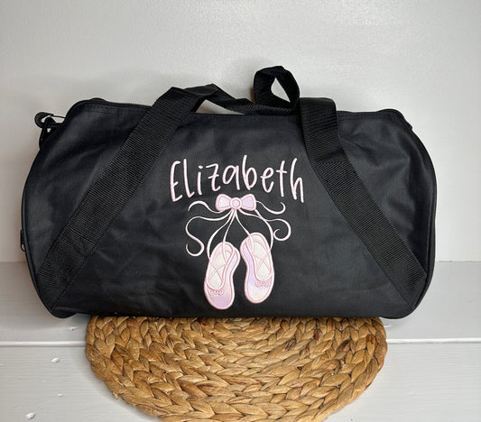 Personalized Ballerina Duffel Bag • Dance Practice Bag • Ballet Dancer Gift for Girls • Embroidered with Name • Overnight Weekend Duffel